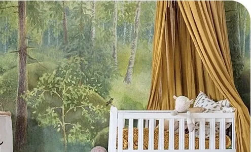 green mural kids room